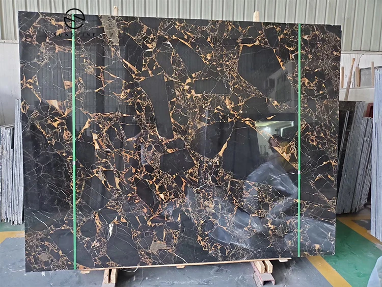 Good Quality Athens Portoro Golden Black Marble Slab Price For Project