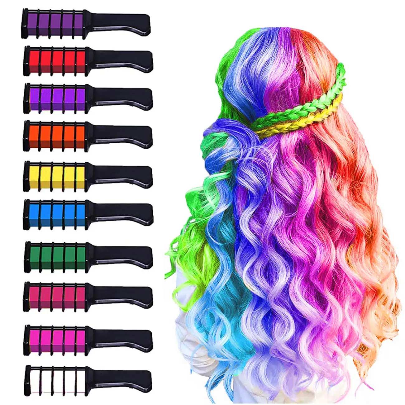 10 Colors Hair Chalk For Girls Gift,Kids Temporary Bright Hair Color,Hair  Chalk Comb Birthday New Year Gift For Girls Of Ages - Buy Hair Chalk  Product on 