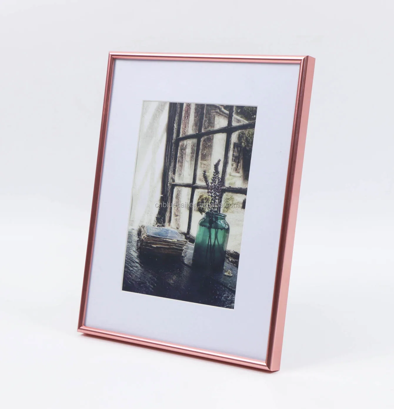 Rose Gold Photo Frame,Aluminum Picture Frame,8x10" With Mat To Display