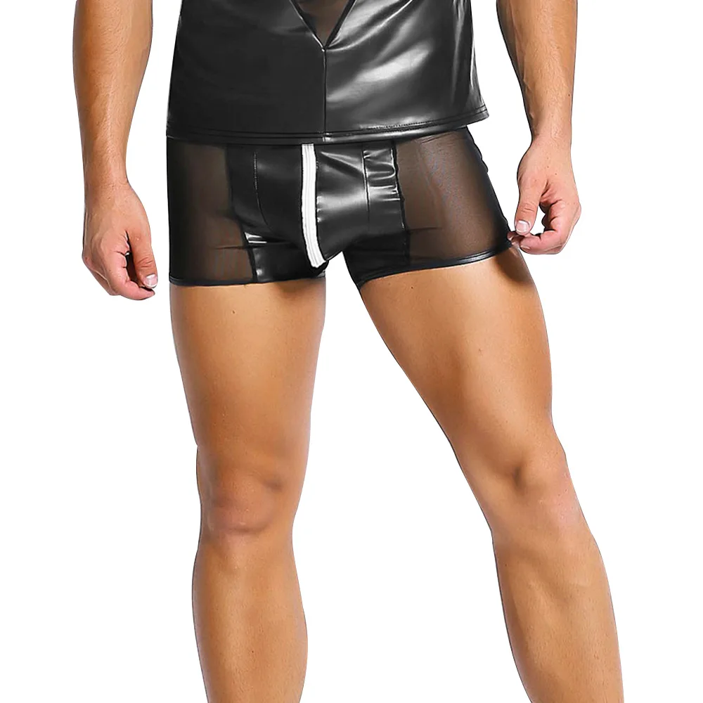 Wonder Beauty Mens Wet Look Shorts Slipje Rits Open Kruis Korte Broek Heren  Lingerie Pu Leer Mesh Zien Door Ondergoed - Buy Wetlook Lingerie,Wet Look  Sexy,Wetlook Product on Alibaba.com