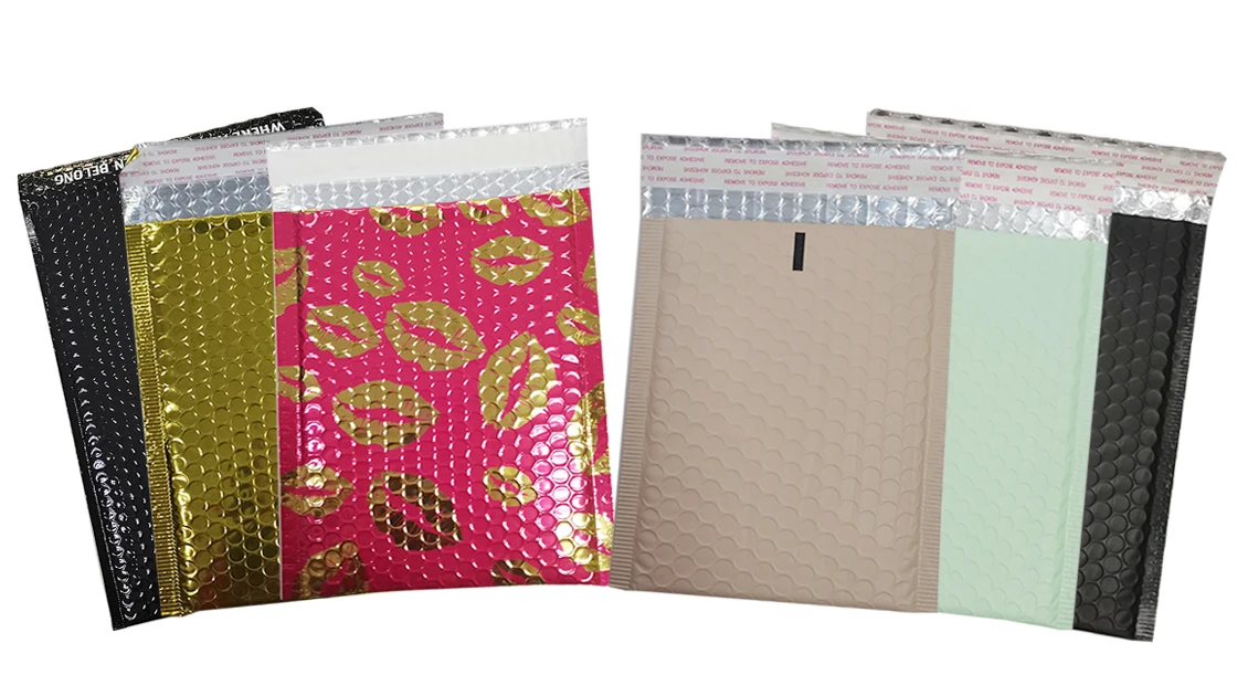 Customized Recyclable Bubble Packaging Shipping Bag Brown Metallic
