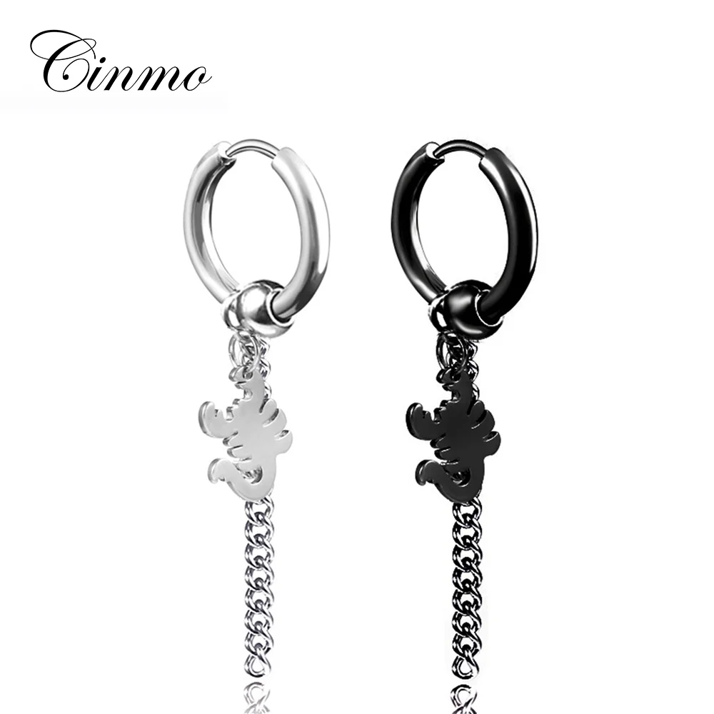 
Cinmo Jewelry Cartoon Scorpion 316L Stainless Steel Drop Earrings Trendy Long Chain Pendant Earring For Men Women Charm Gift 