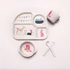 Amazon Top Seller 2019 Bamboo Fiber Animal Salad Children Dish Cup Fork Spoon Tableware Set