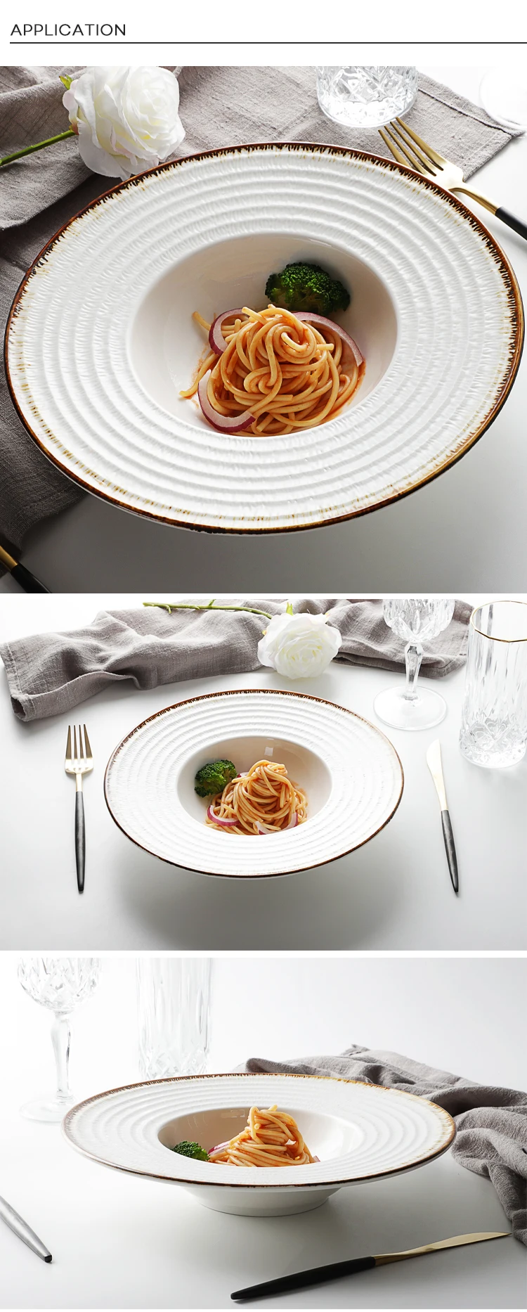 28ceramics Tableware Set Dinnerware Pasta Bowls, 28ceramics Hotel Restaurant Used Crockery Tableware Pasta Plates%