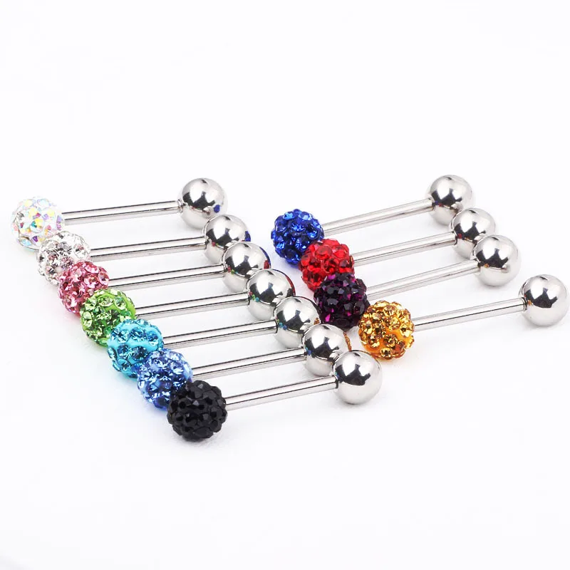 Titanium Self Piercing Tongue Rings Barbell Body Jewelry Buy Crystal Barbell Tongue Piercing