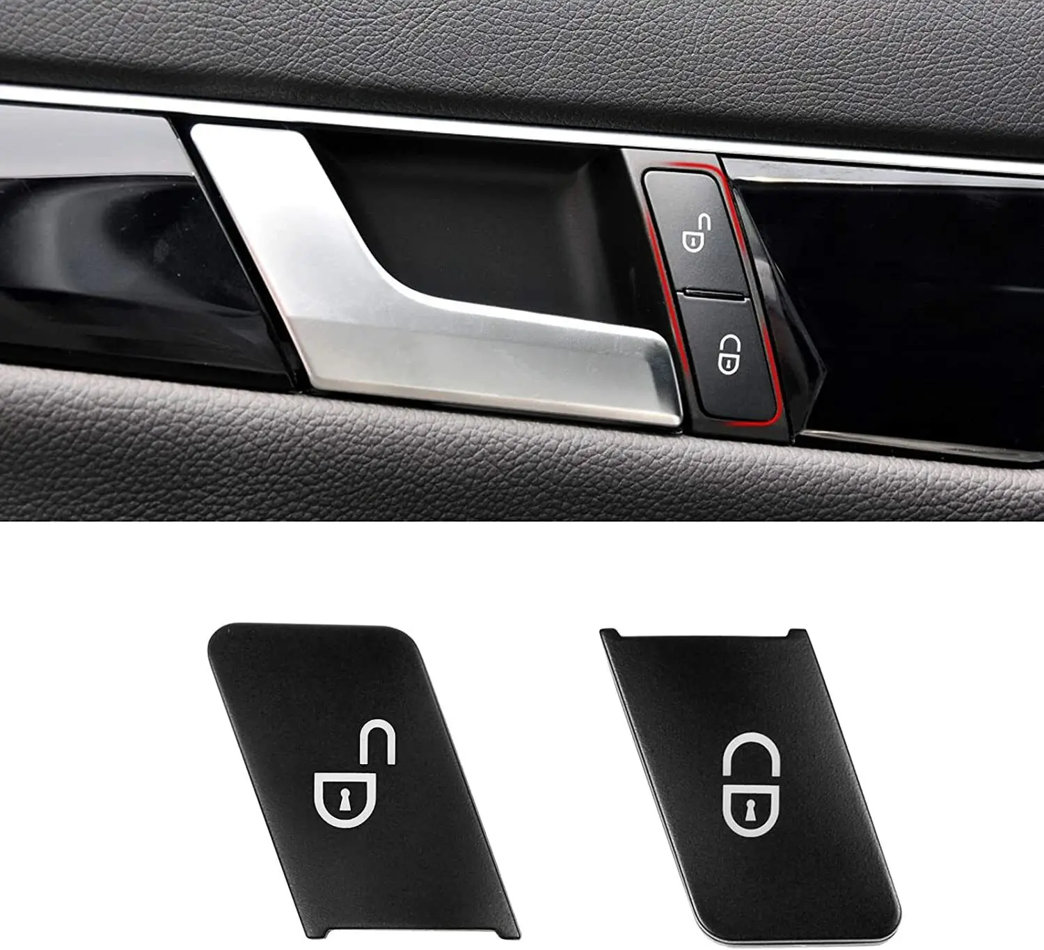 Car Door Lock Unlock Switch Button Trims Sticker For Mercedes Benz C300 