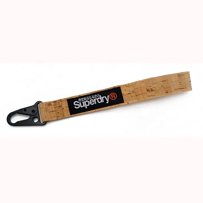 Eco friendly cork wrist strap short key chain lanyard