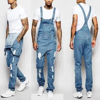 mens blue jean jumpsuit