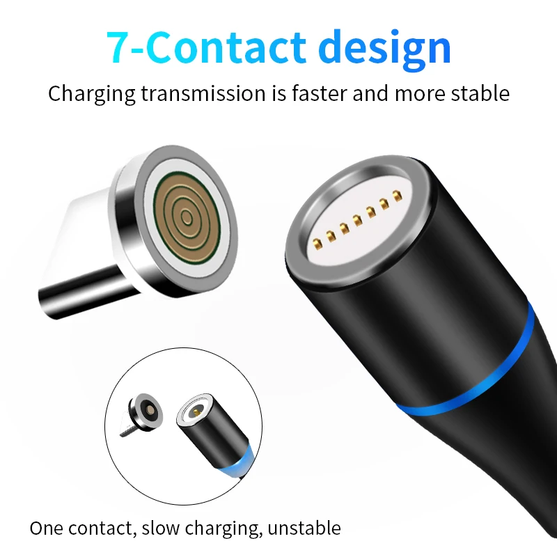 High Quality 1M Cell Phone Braided 3 In 1 LED Magnetic USB Charging Cable Fast Charger Cable Line - ANKUX.COM