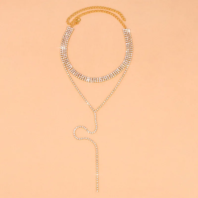 Fashion Multi Layers Rhinestone Choker Necklace 2022 Jewelry Long