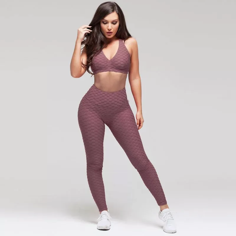 Hot sell in Europe and America Jacquard women fitness clothing fitness apparel sports wear yoga set