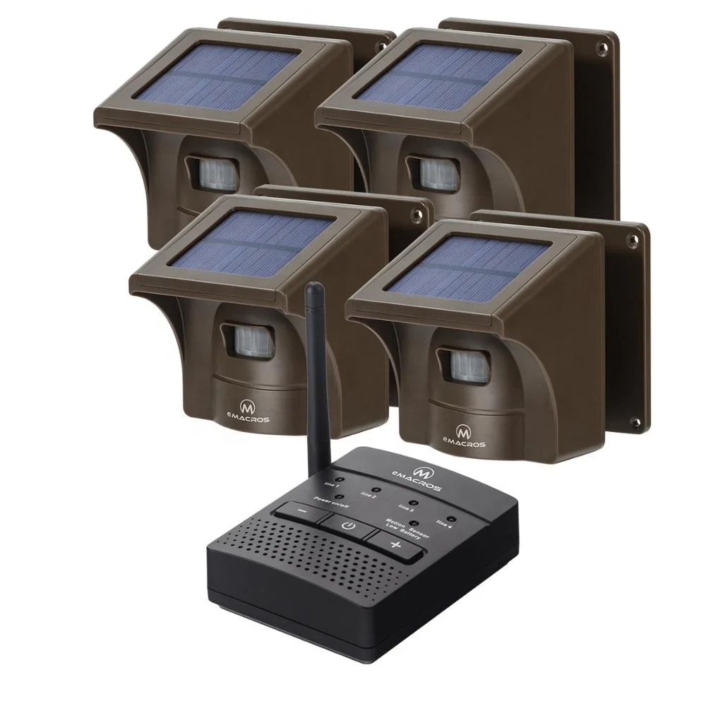 eMACROS Long Range Solar Driveway Alarm Outdoor Weather Resistant Motion Sensor & Detector