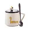 Creative cartoon ceramic cup hand-painted cute giraffe mug oatmeal breakfast coffee cup lovers gift cup