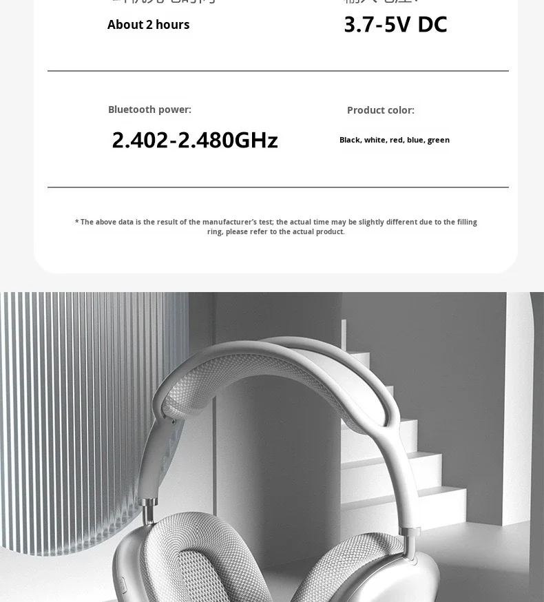 P9 Pro Max Over-Ear Noise-Canceling Wireless Earphones IPX3 Waterproof Type-C Charging LED Battery Indicator for 5.0