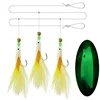 TOMA fishskin flasher feathers sabiki fishing bait rigs hooks luminous shrimp string hook