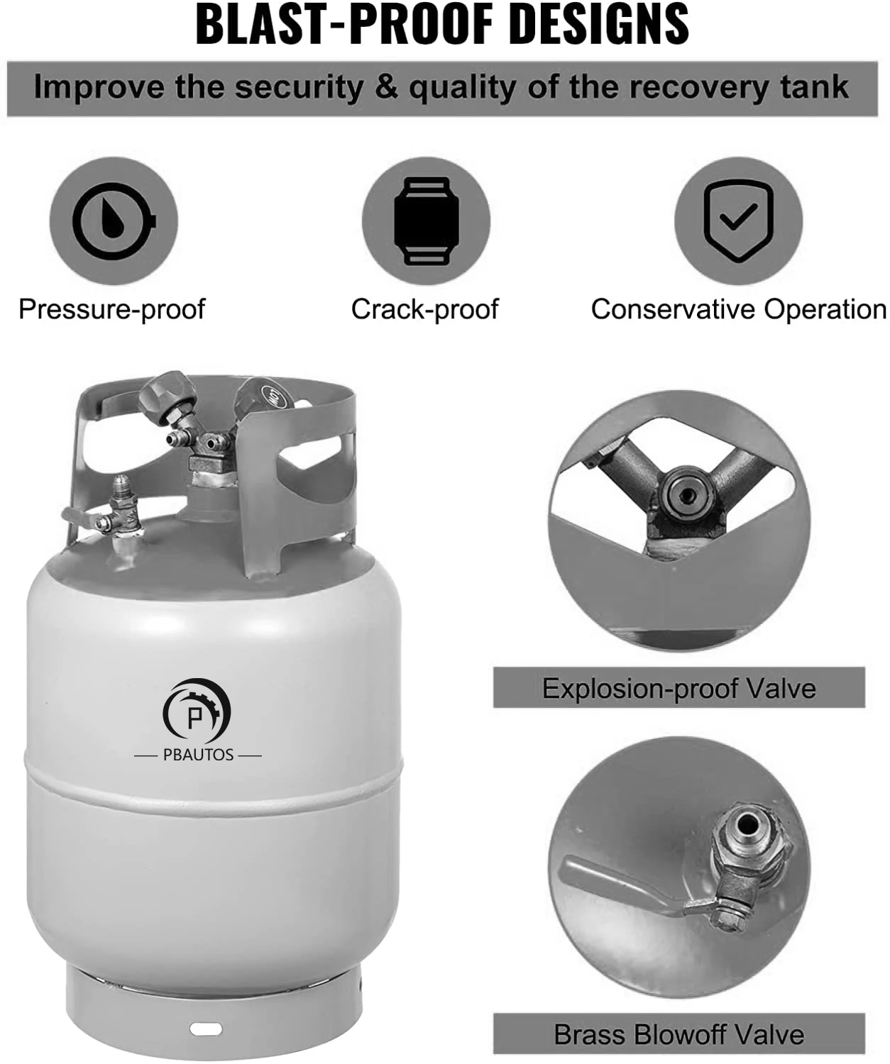 P Pbautos R134 R410 Refrigerant Gas Recovery Cylinder With Pressure