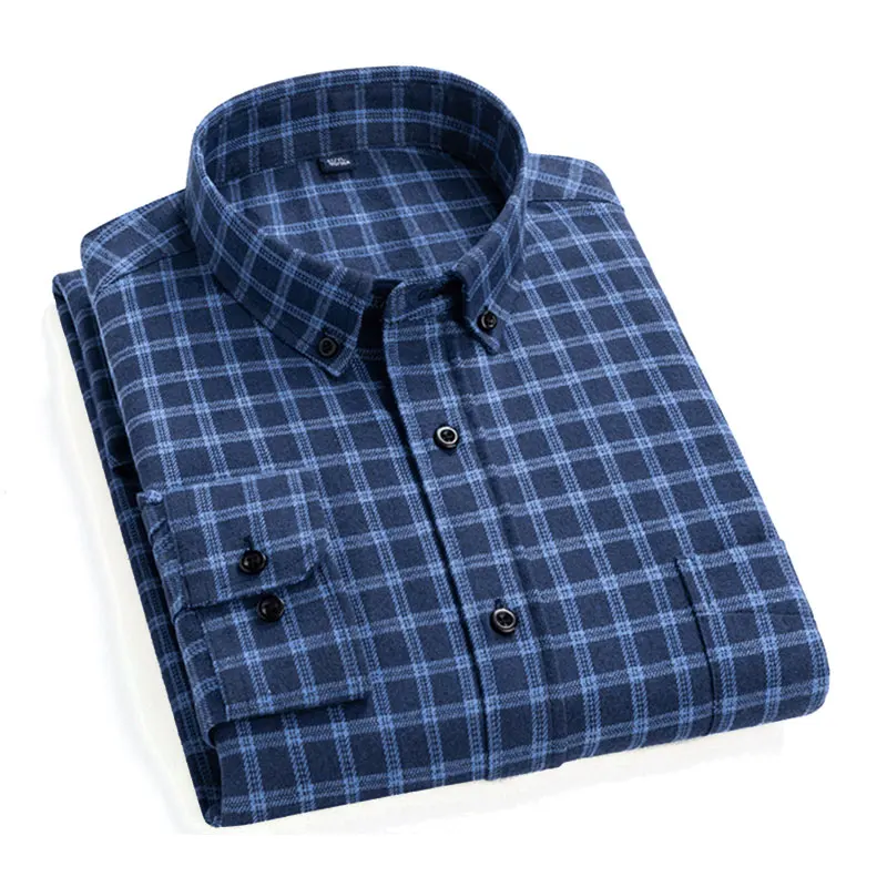 Camicie rosse casual a maniche lunghe Camicia in cotone scozzese fantasia da uomo909_voghion.com