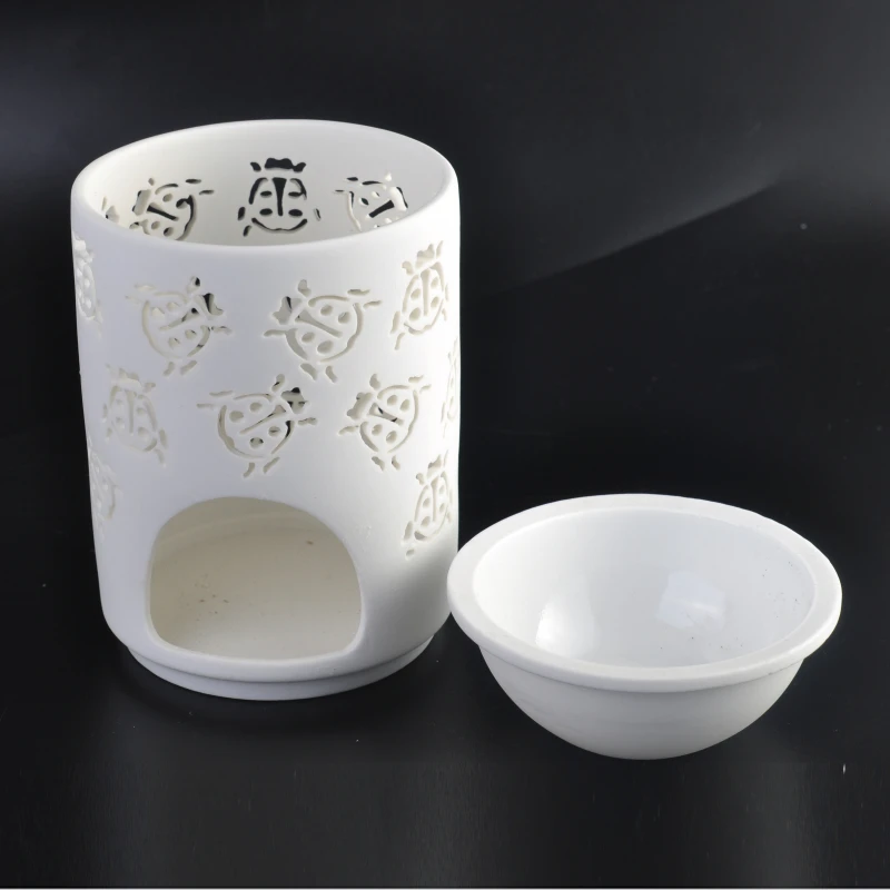 Pure White Ladybird Hollow Out Ceramic Candle Oil Burner Home Decoration Pieces