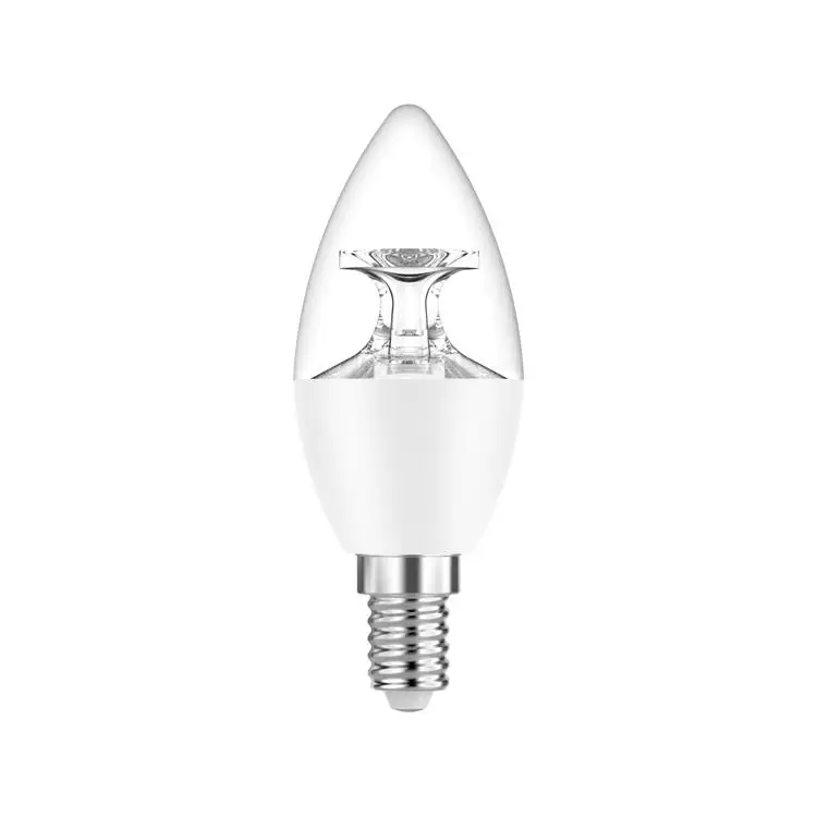 DIMMABLE 5W E12 3000K FLAME TIP CANDLES CRYSTAL CANDELABRA BASE CHANDELIER LED LIGHT BULB FOR USA , LED-CLEAR