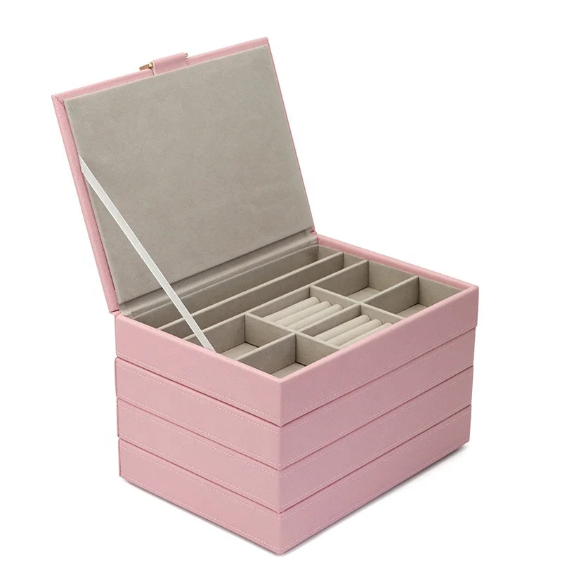 Popular light color stacker style pu leather jewelry storage box-2.jpg