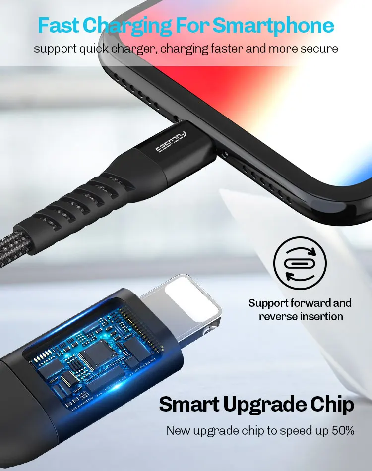 PD 18W 3A Nylon Usb C To Lighting Cable For iPhone Original Phone Cabo Usb Barato Type C Fast Charging Micro Usb Cable Price - ANKUX.COM