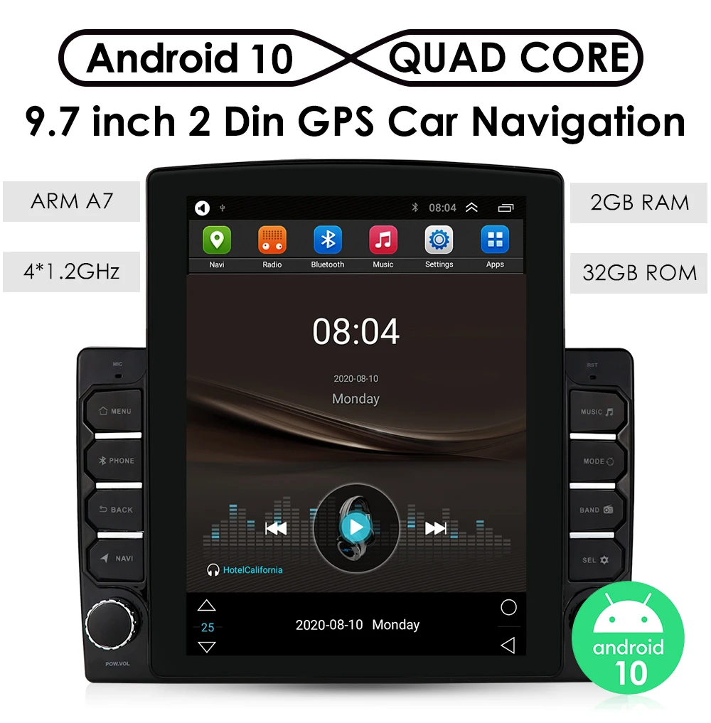9" 2DIN Android 9.1 Quad-core RAM 2GB ROM 32GB Car Stereo Radio GPS Wifi 3G4G BT 