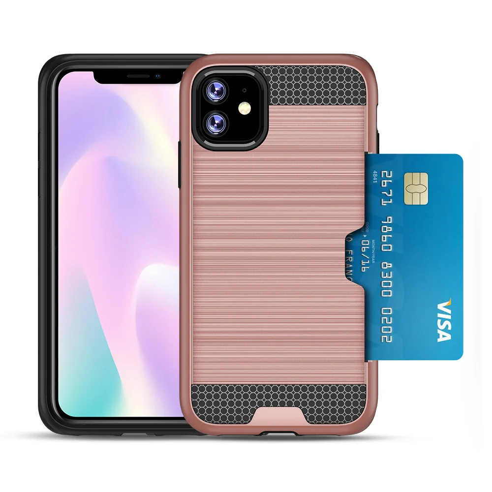 Armor Brushed Card Slot wallet cover For iphone 11 11 pro 11 pro max phone case