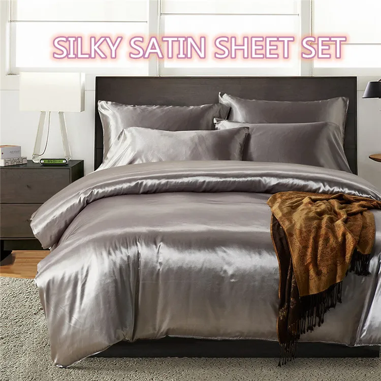 Silky Smooth Satin Silk Bedsheets Bedding Set With Satin Silk