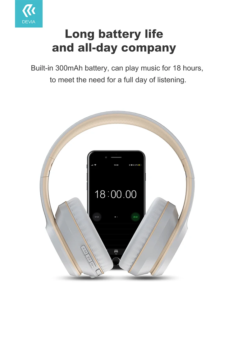 Devia foldable wireless studio headset headphones handsfree wireless headphone - ANKUX.COM