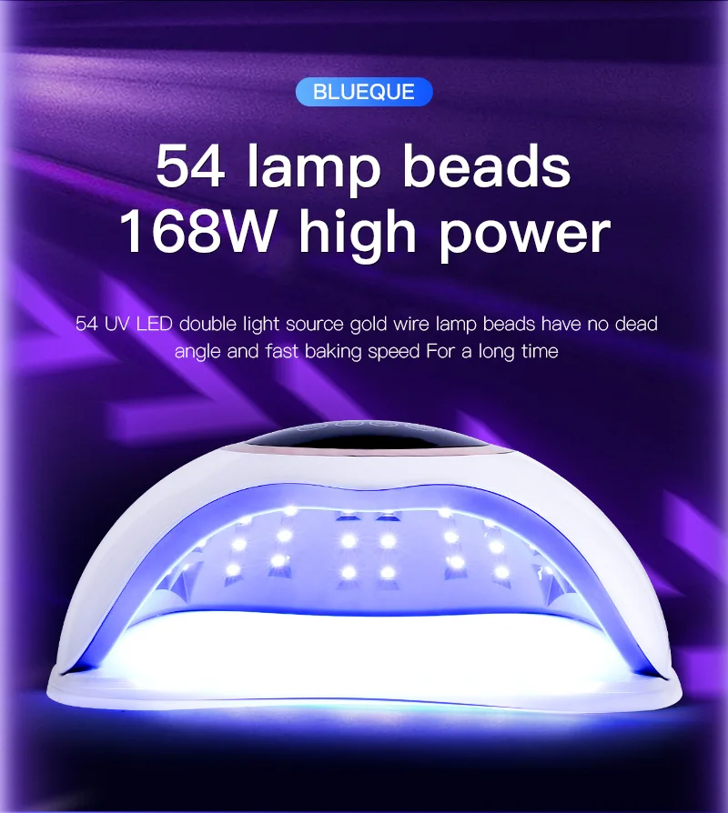 BLUEQUE  168w Nails Dryer Gel Polish Drying Lamp Nail Curing Lamp Dryer UV LED Nail Lamp For Manicure