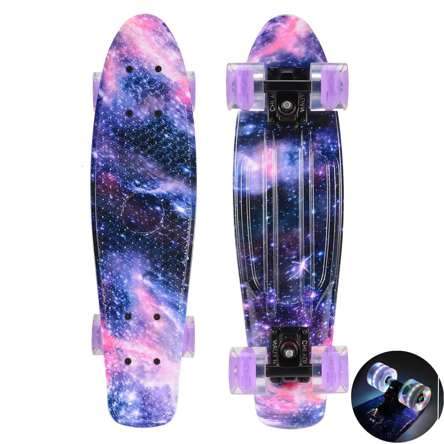 Penny Style 22" Cruiser Skateboard Graphic Galaxy Retro Plastic Skateboard 
