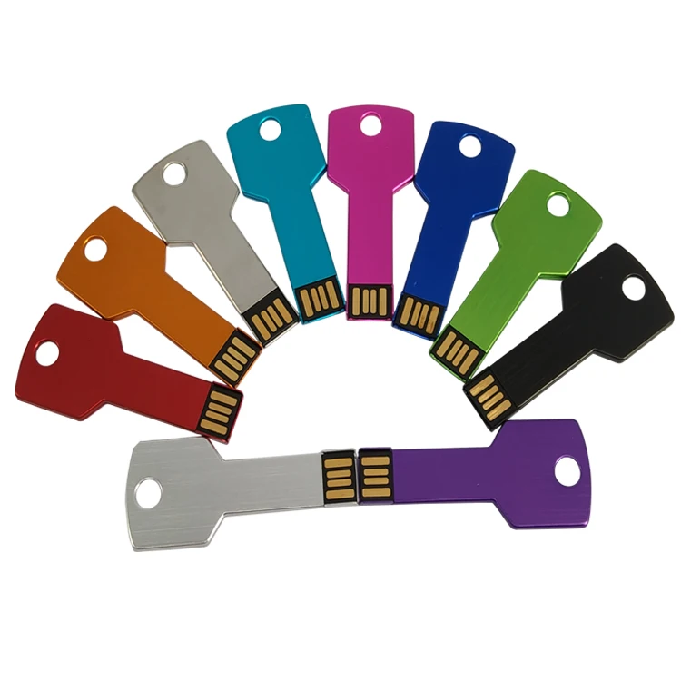 Custom Logo Mini Metal Key Shape Usb Flash Drive 2GB 4GB 8GB 16GB 32GB 64GB Pen Drive 128GB Pendrive Memorias Usb Stick Key - ANKUX.COM
