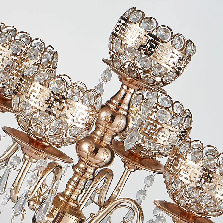 5 Arm Crystal Candle Glass Holders For Wedding Decoration Centerpieces