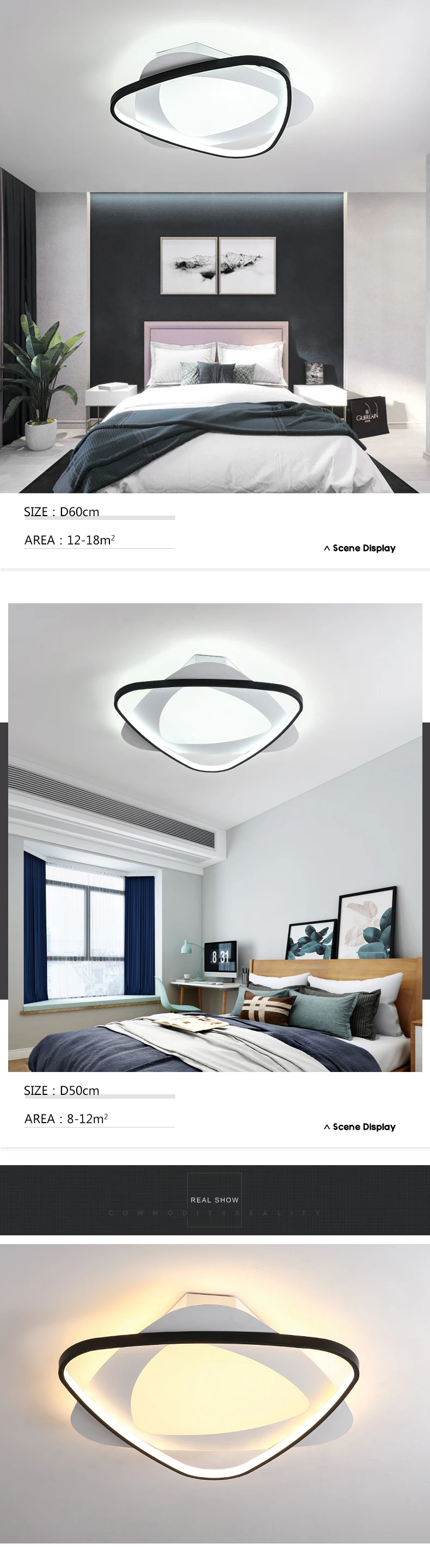 Modern Nordic Round shape 12W 22W 30W 40W Wooden Copper Bedroom Living Room Led Ceiling Light