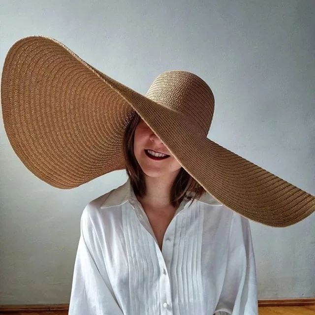 Oversized Beach Straw Hat for Women Fashion Large Wide Brim  display picture 2