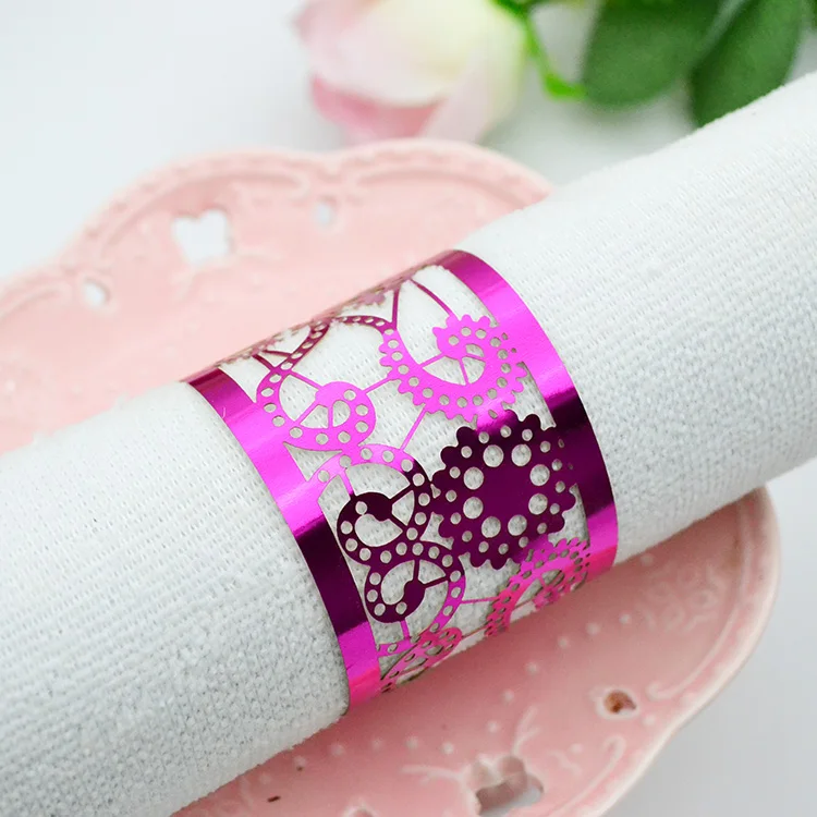 NP12 me<em></em>tallic paper laser cut gold vintage napkin ring for centerpiece wedding