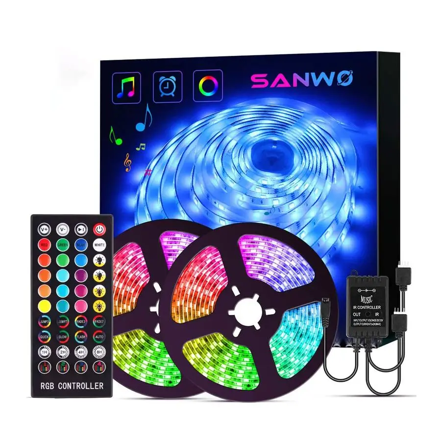 Factory wholesale smart  led strip light 5050 rgb 164ft  music sync and remote wireless controller