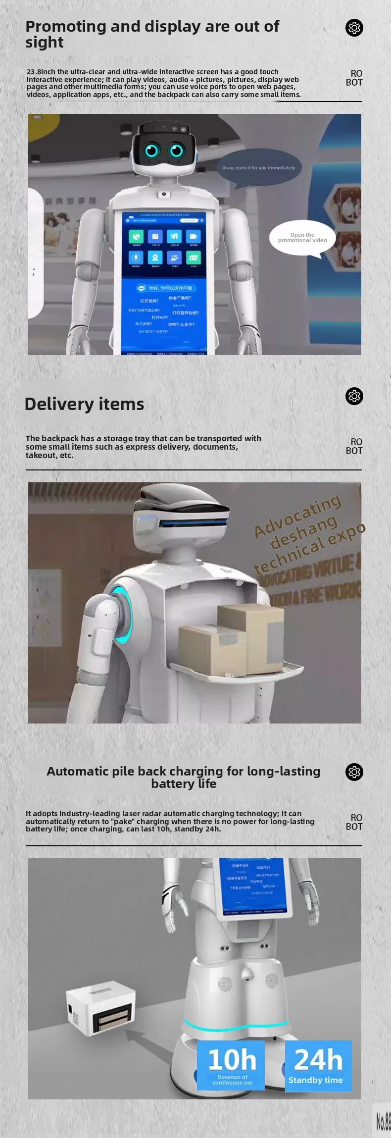 Humanoid Commercial Reception Robot with Voice Interaction Welcome and Advertising Guide for Interactive Reception manufacture