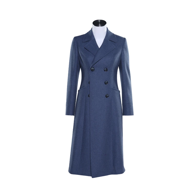 Superior Quality Long Overcoat Women Top Brand Winter Dark Blue Wool ...
