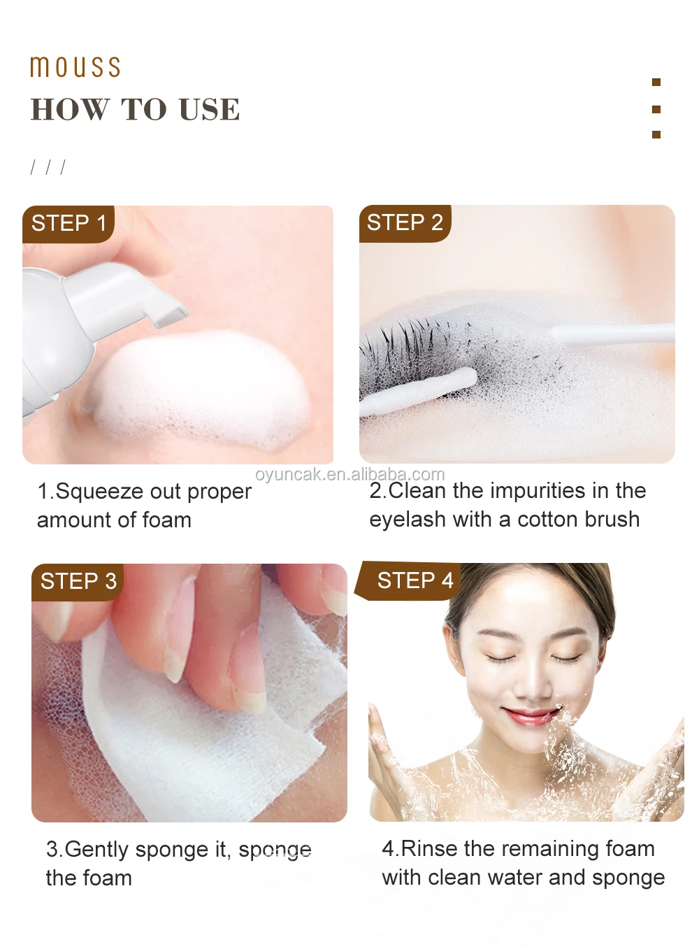 Custom Logo Mousse Lash Shampoo Eyelash Extension Glue Makeup Remover