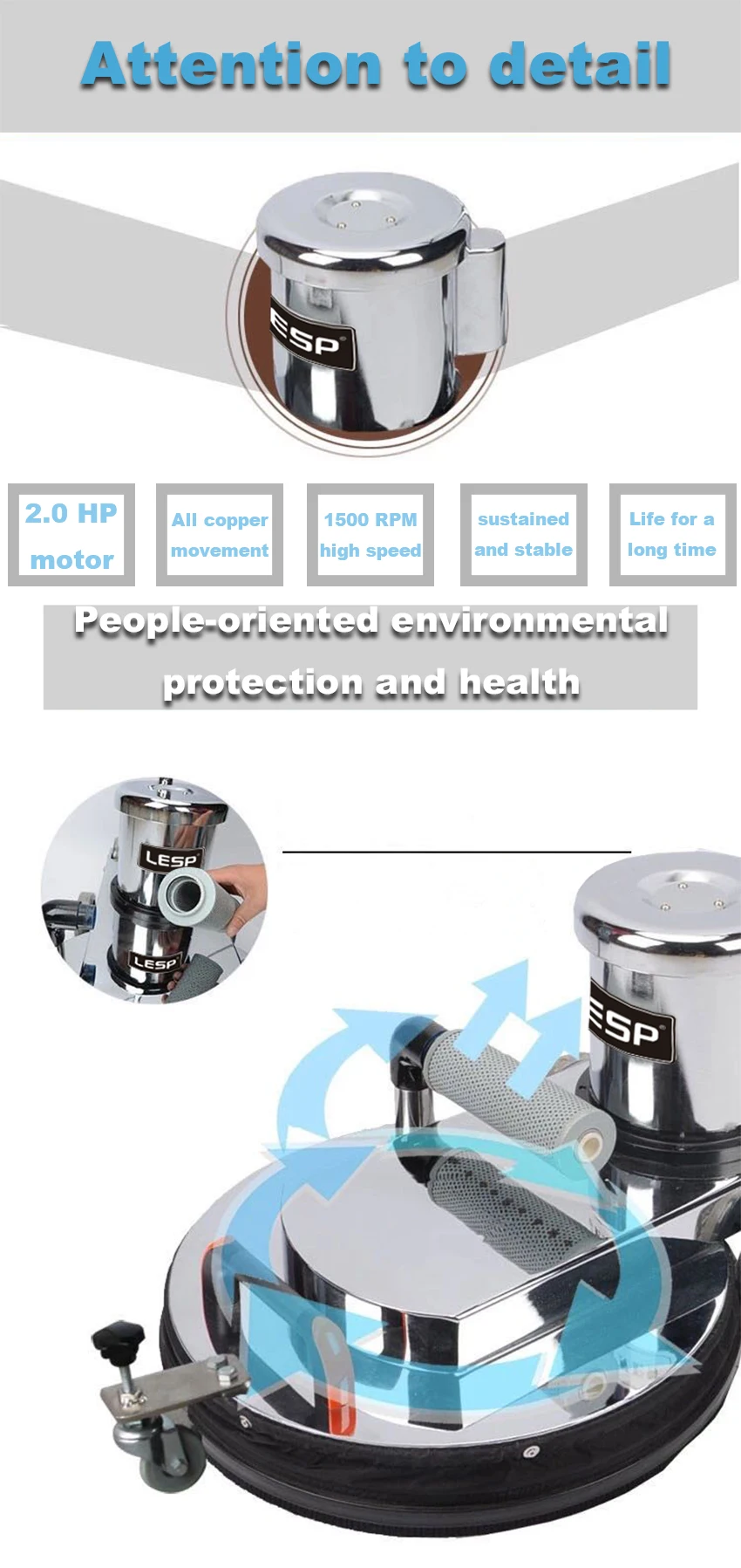 High Speed Compact Household 20 Inch Floor Brush Small Electric Floor