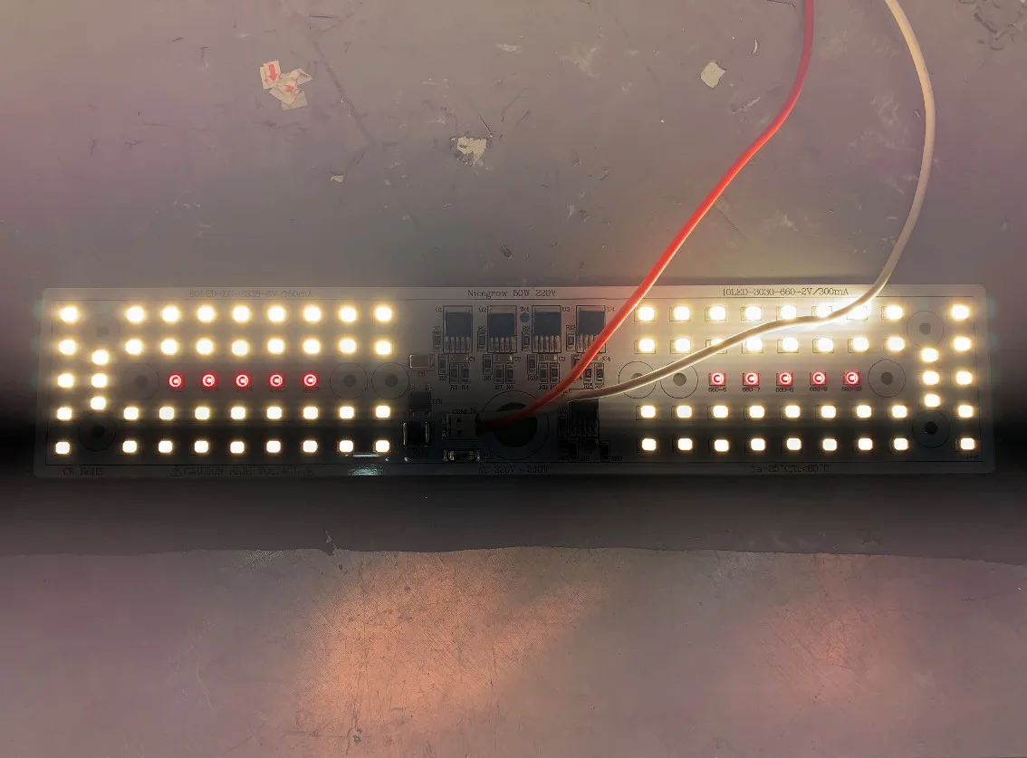 50W DOB 220V AC LED board driverless Light Engine for LED Grow Light with LG CL201 2835 3500K and Epistar 660nm LED
