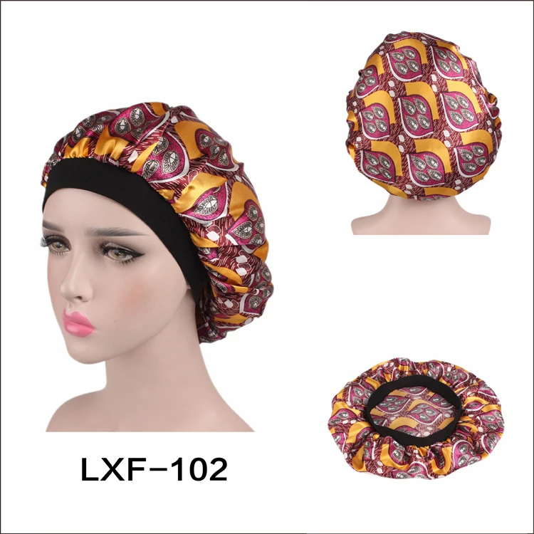 Soft Silk Hair Bonnet With Wide Band Comfortable Night Sleep Hat Hair