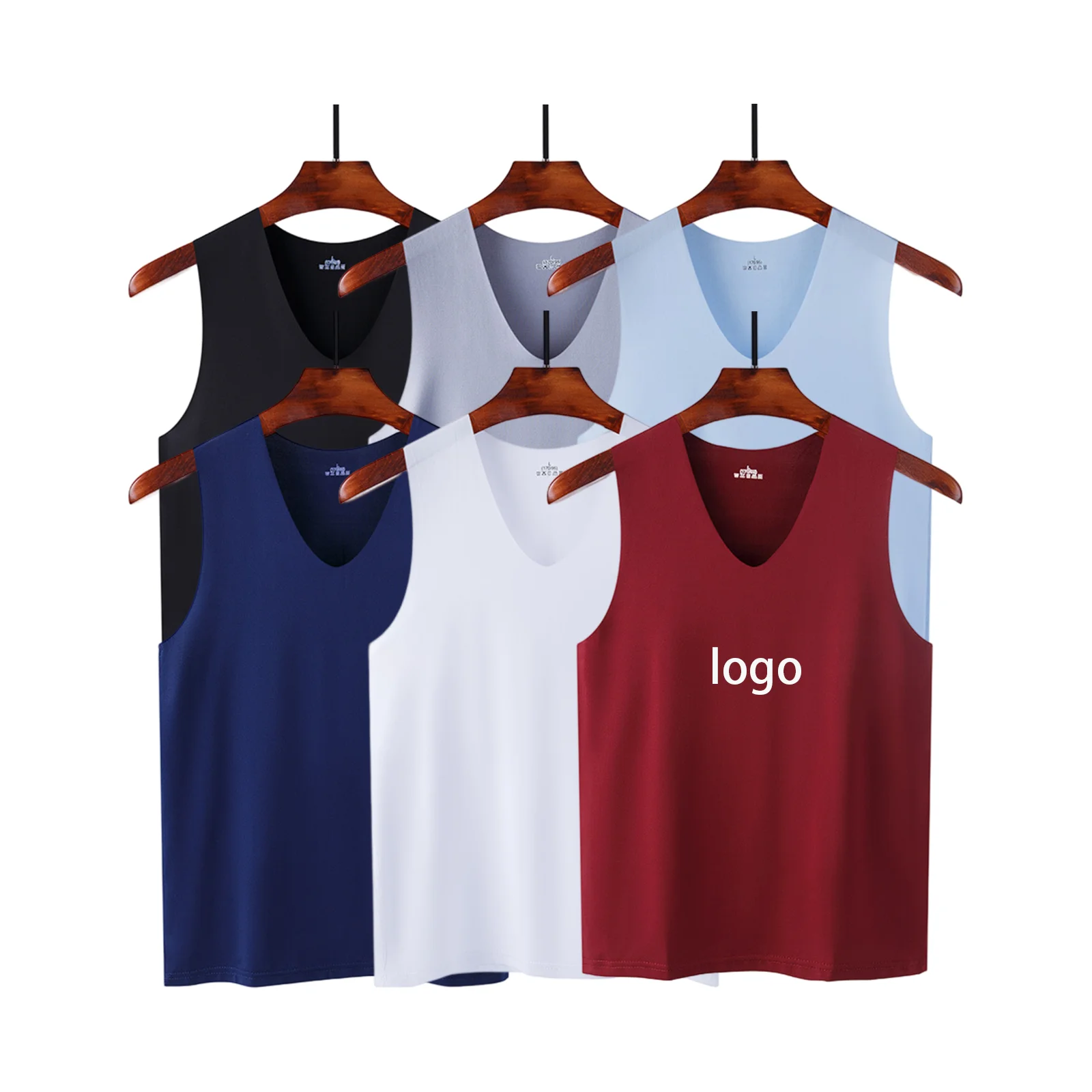 Summer Sportswear,Solid Color Ice Silk Vest,Highquality Vneck