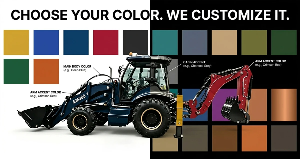 Backhoe Loader Cummins Engine Wheel Loader 30kmh Max Speed LED Cab Reverse Camera Pilot Control Hydraulic High Power