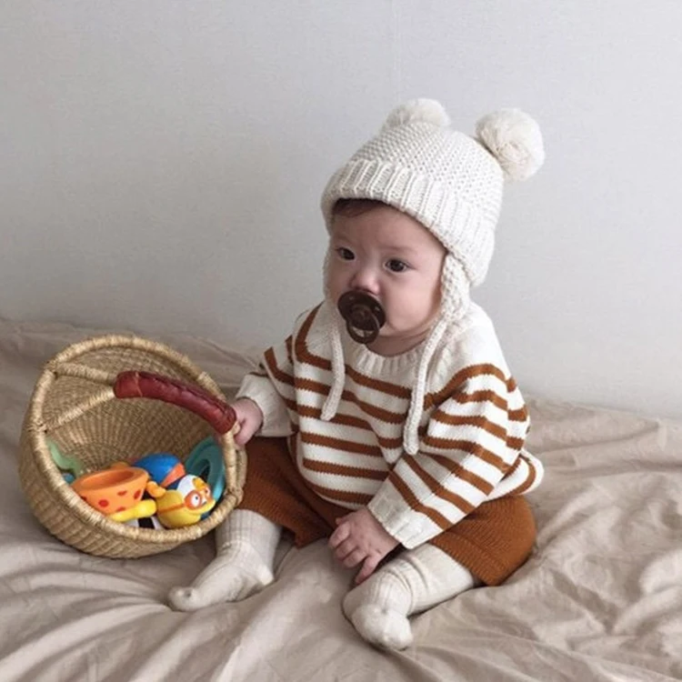 2020 fashionable warm newborn baby clothes cute striped toddler suit clothes