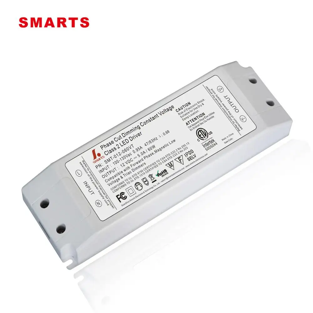 plastic cover led dimmer power supply 12v dc push dimming led driver 60W for dali triac dimmer led driver