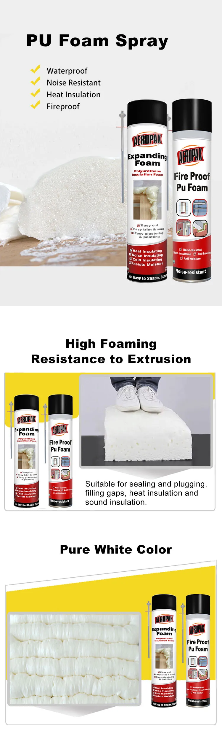 Wholesale 750ml Fireproof Polyurethane Spray Foam  for used to seal