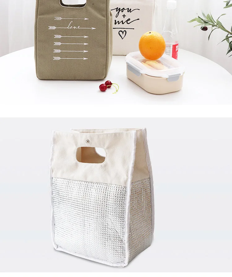 Canvas Lunch Bag Insulated School Lunch Bag Reusable Lunch Bag For Women