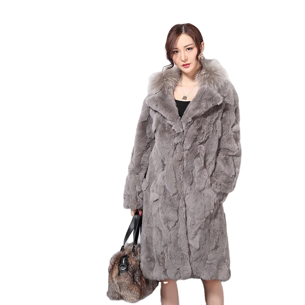 热卖长女装冬季大衣蓬松减肥兔子毛皮大衣